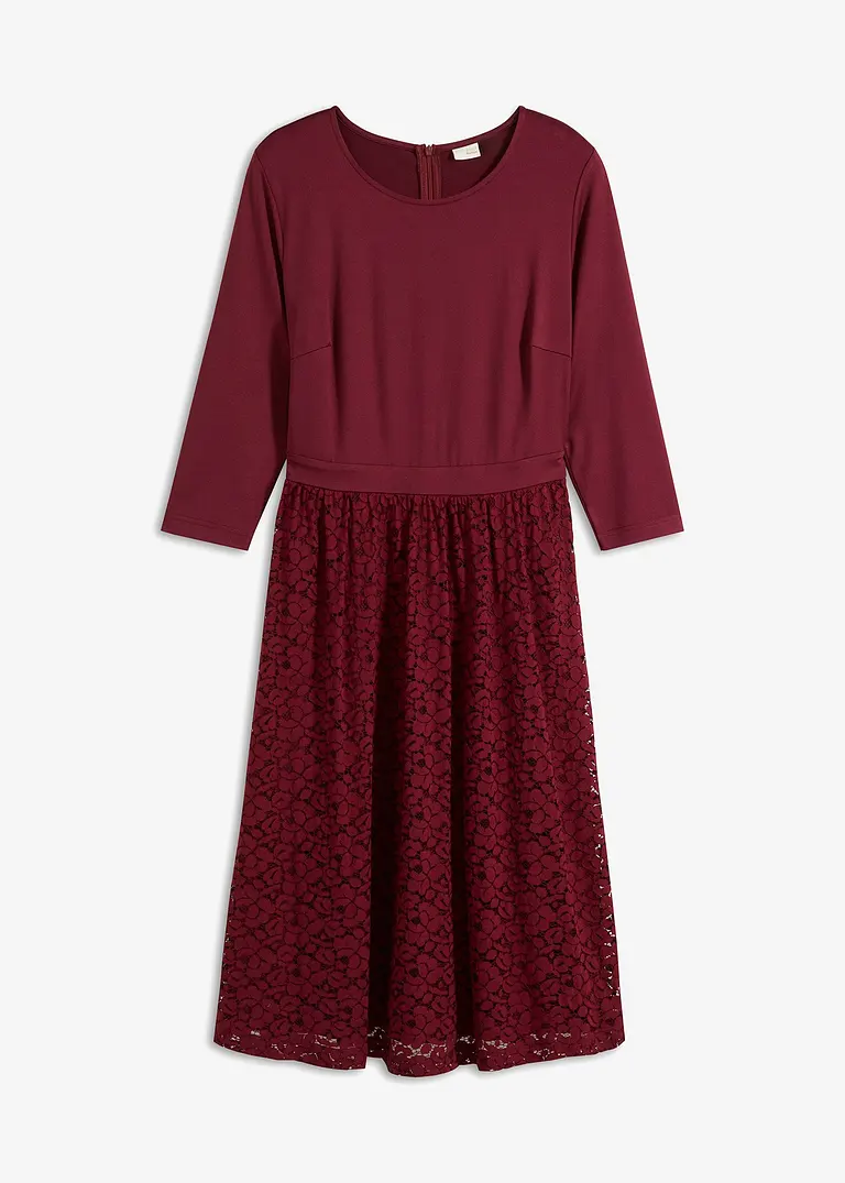bonprix Romantisch und feminin: Ausgestelltes Midikleid aus Spitze mit Jersey-Oberteil und Taillen-Einsatz