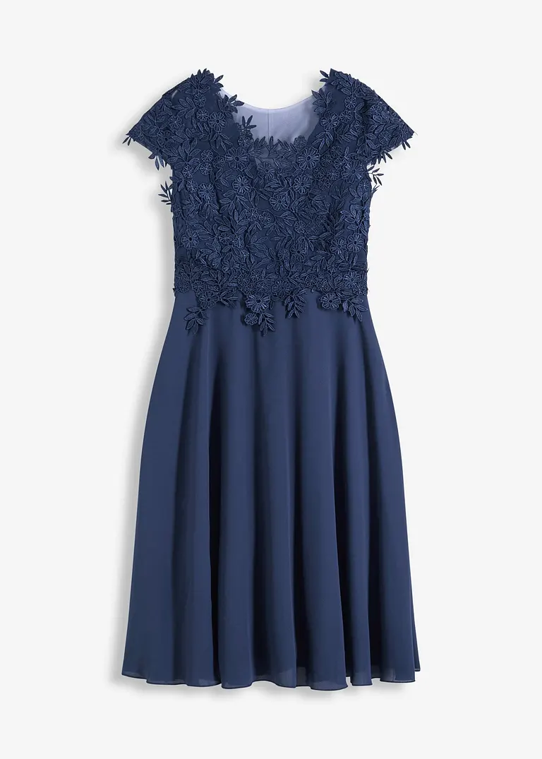 bonprix Romantisch und feminin: Cocktailkleid in Midi-Länge aus zartem Tüll mit Spitze