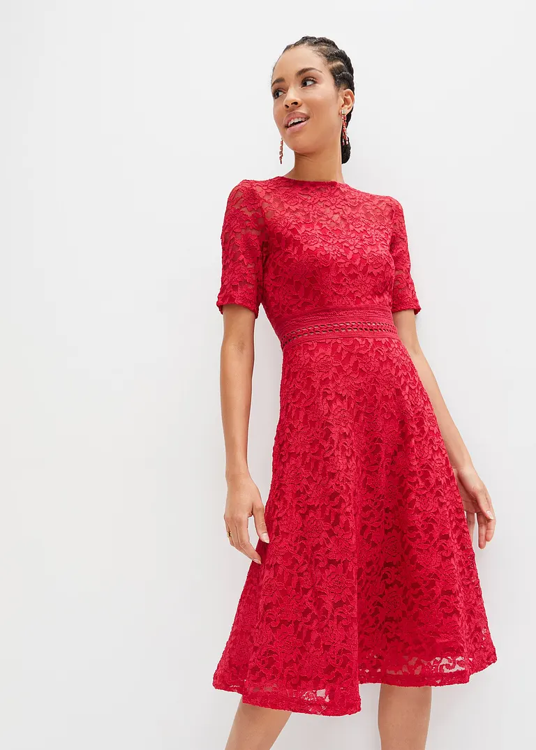 Bonprix Romantisch Und Feminin: Midikleid Aus Spitze Mit Häkeleinsatz In Der Taille
