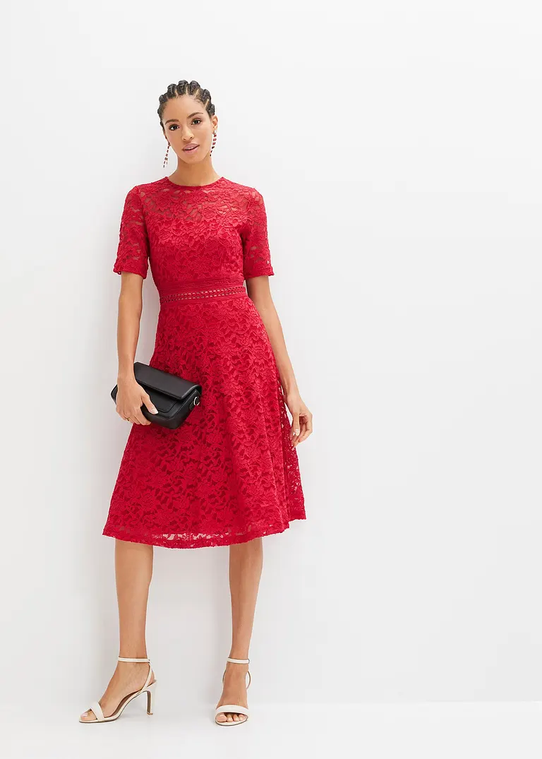 Bonprix Romantisch Und Feminin: Midikleid Aus Spitze Mit Häkeleinsatz In Der Taille
