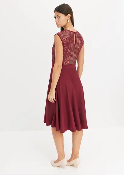 Bonprix Romantisch Und Feminin: Midikleid Mit Rock Aus Punto Di Roma Material Und Spitze Im Oberteil