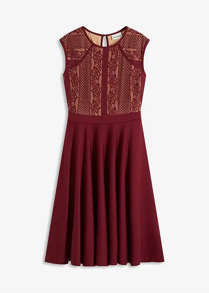 bonprix Romantisch und feminin: Midikleid mit Rock aus Punto di Roma Material und Spitze im Oberteil