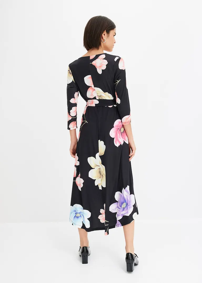 Bonprix Romantisch Und Feminin: Vokuhila-Kleid Aus Jersey Mit Bindeband Mit Seinem Allover-Druck Macht Es Jedes Teil Zu Einem Unikat