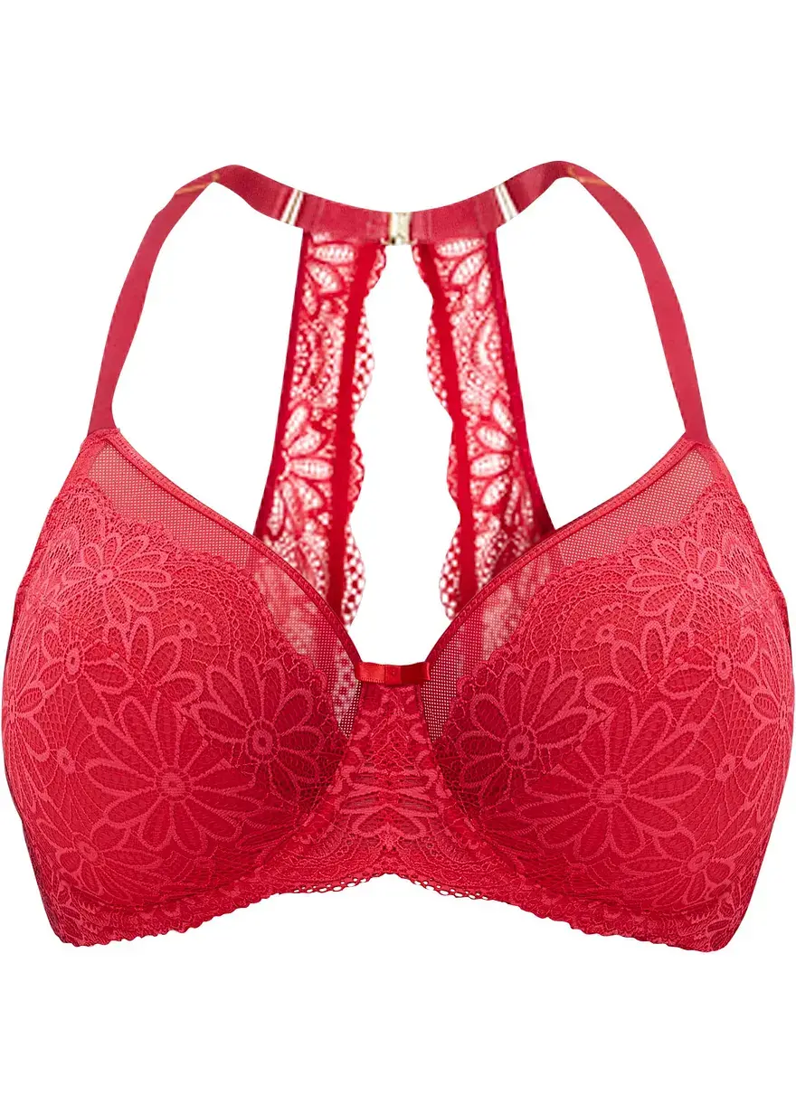 bonprix romantischer BH mit zarter Spitze - rot Cup D - Damen