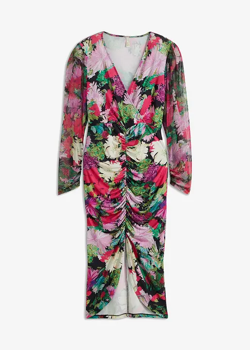 bonprix Romantisches Blümchenkleid mit Raffung - pink - Damen
