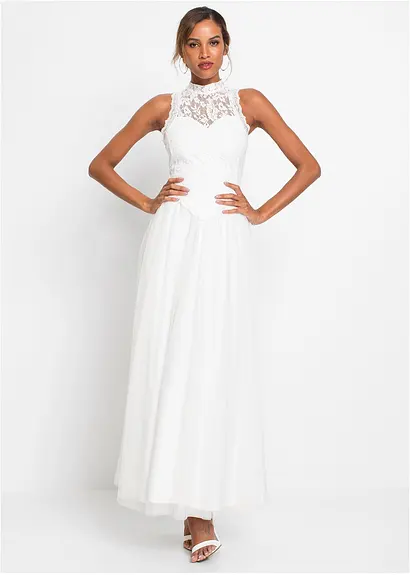 Bonprix Romantisches Brautkleid Mit Stehkragen Und Corsagen-Optik Aus Spitze