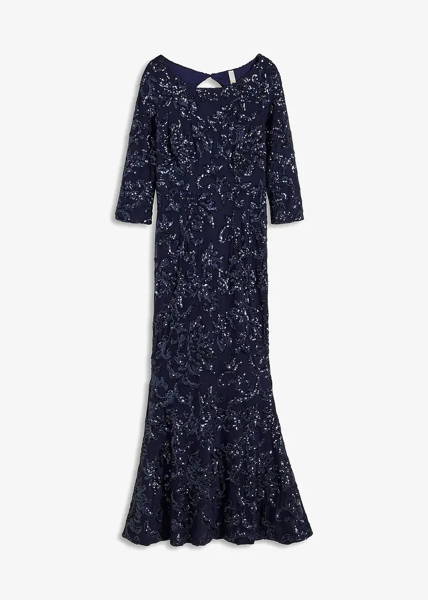 bonprix Romantisches Kleid mit schönem Rückendetail und Pailletten