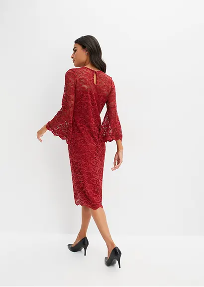 Bonprix Romantisches Kleid Mit Schöner Spitze - Rot - Damen