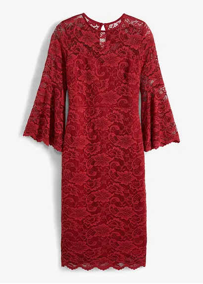 bonprix Romantisches Kleid mit schöner Spitze - rot - Damen