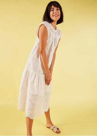 Bonprix Romantisches Midikleid Mit Spitze. - Weiß Regular