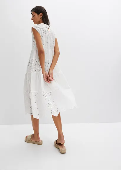 Bonprix Romantisches Midikleid Mit Spitze. - Weiß Regular