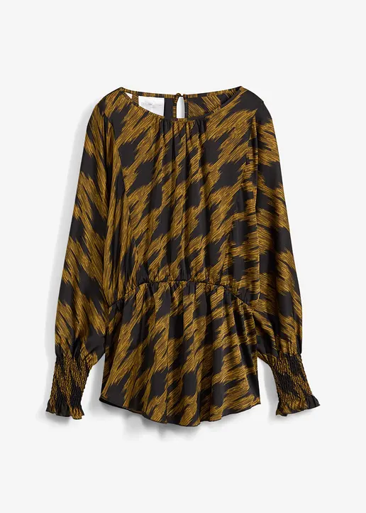 bonprix Satin Oversize Tunika im Leo Design - schwarz - Damen