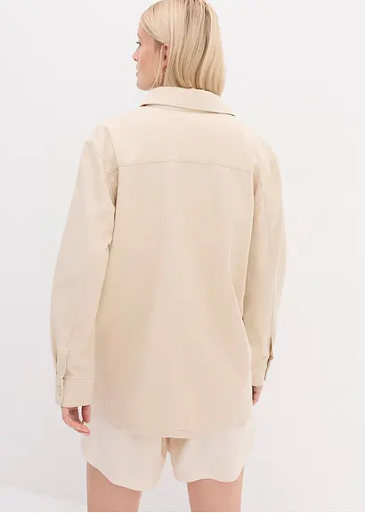 Bonprix Schicke Jeansjacke Mit Taschen Und Muster - Beige