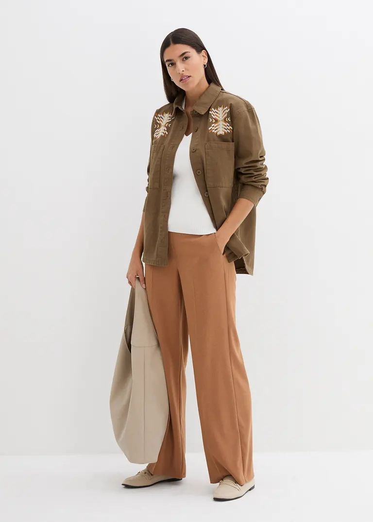 Bonprix Schicke Jeansjacke Mit Taschen Und Muster - Grün