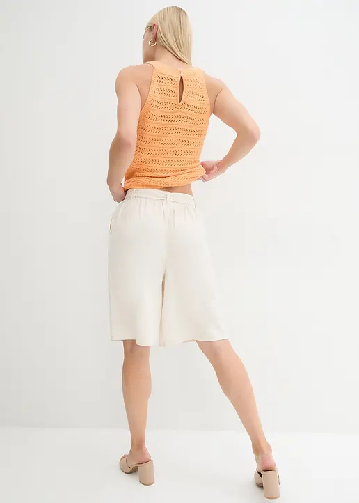 Bonprix Schicke Leinen-Bermuda Zum Binden - Beige - Damen