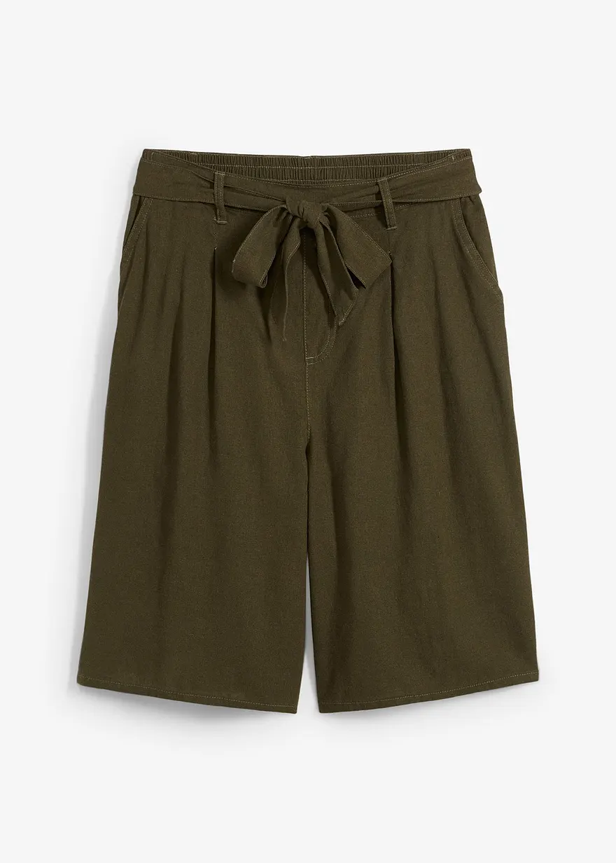 bonprix schicke Leinen-Bermuda zum Binden - grün - Damen