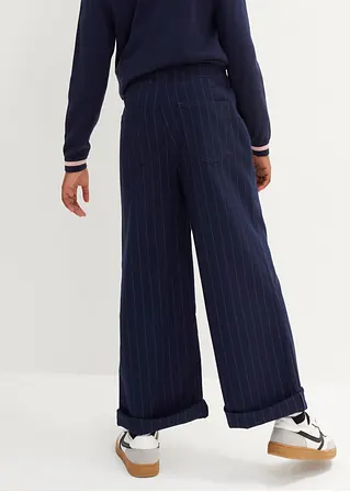 Bonprix Schicke Mädchen Webhose Mit Nadelstreifen - Blau