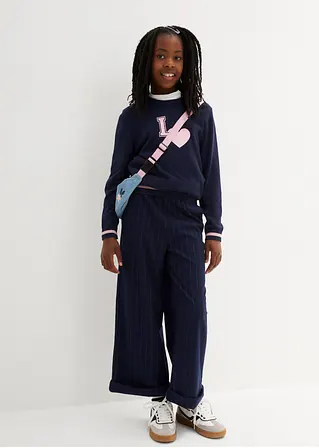 Bonprix Schicke Mädchen Webhose Mit Nadelstreifen - Blau