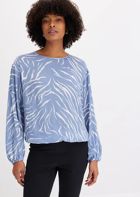 Bonprix Schicke Satin-Tunika Mit Stilvollem Druck - Blau