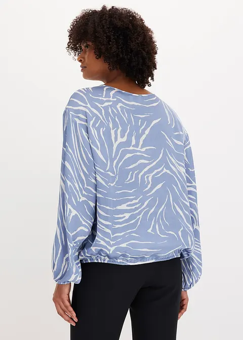 Bonprix Schicke Satin-Tunika Mit Stilvollem Druck - Blau