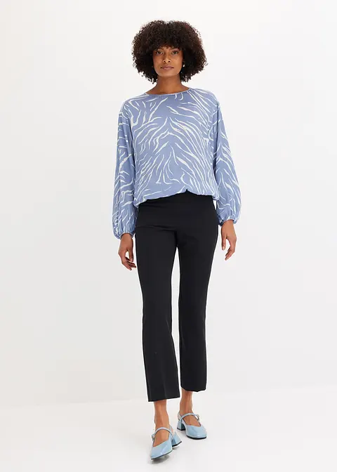 Bonprix Schicke Satin-Tunika Mit Stilvollem Druck - Blau
