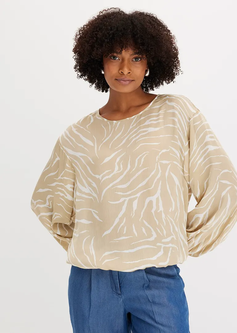 Bonprix Schicke Satin-Tunika Mit Stilvollem Druck - Grün