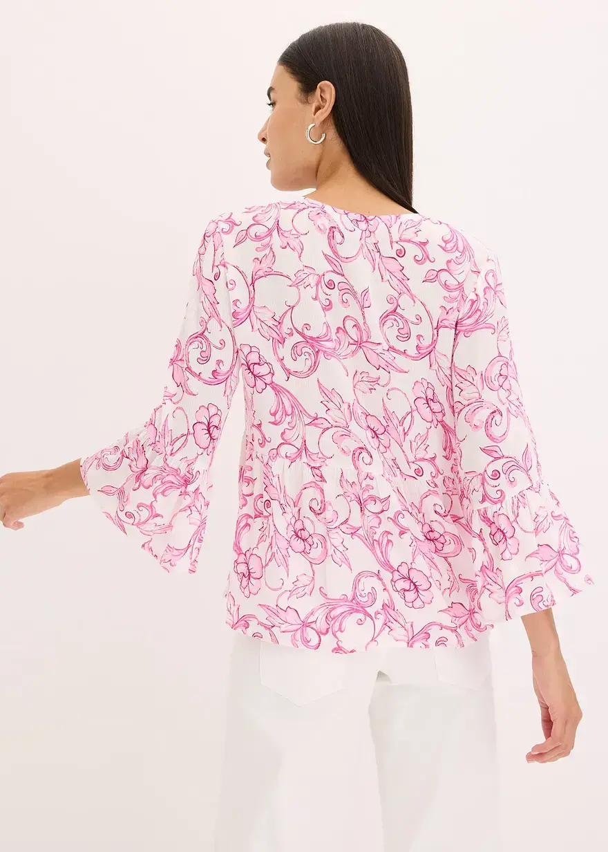 Bonprix Schicke Tunika-Bluse Mit Bindedetails - Weiß - Damen