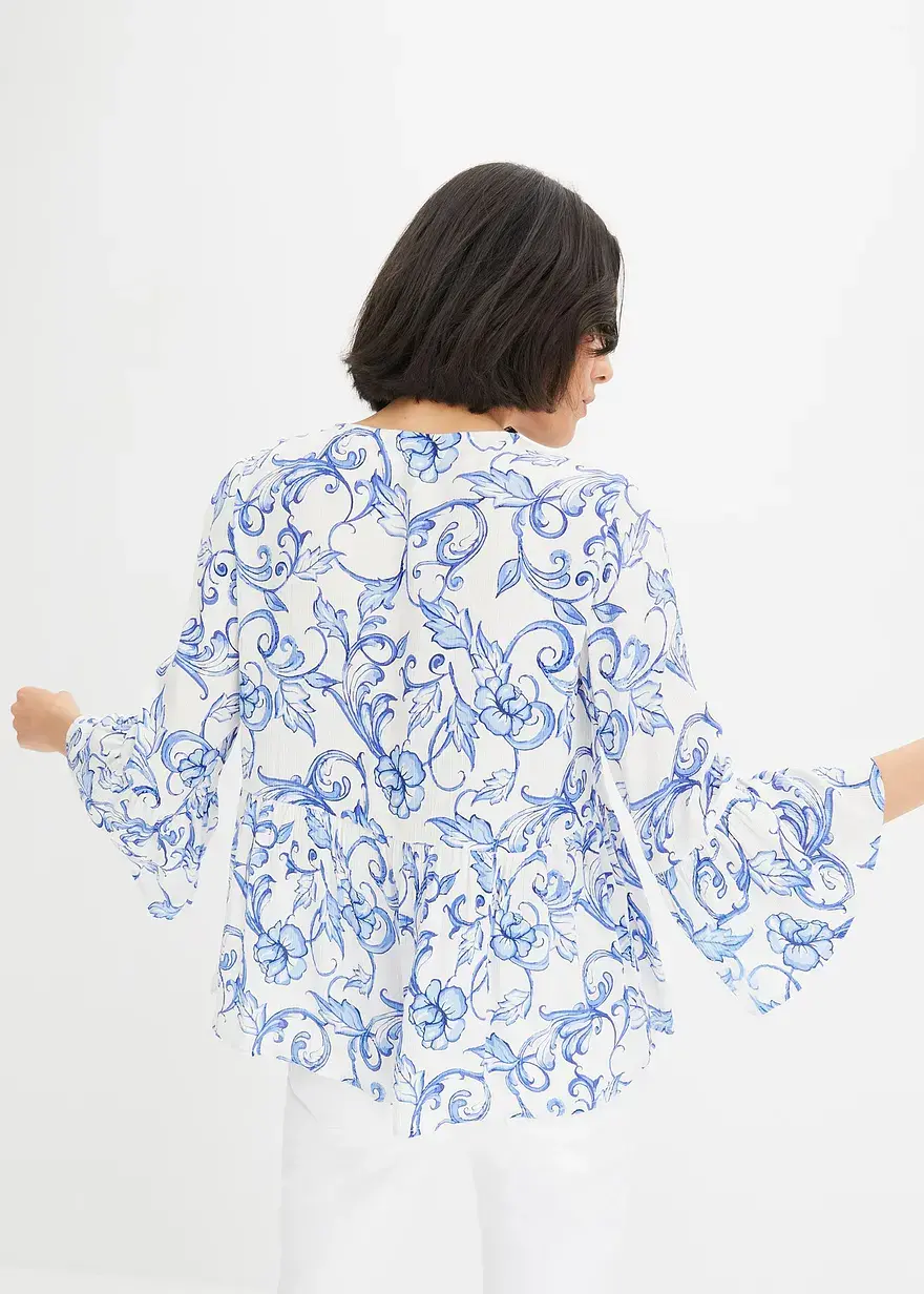 Bonprix Schicke Tunika-Bluse Mit Bindedetails - Weiß - Damen