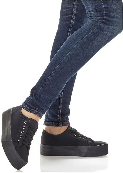 Bonprix Schicker Plateausneaker Von RAINBOW Mit Schnürung - Schwarz