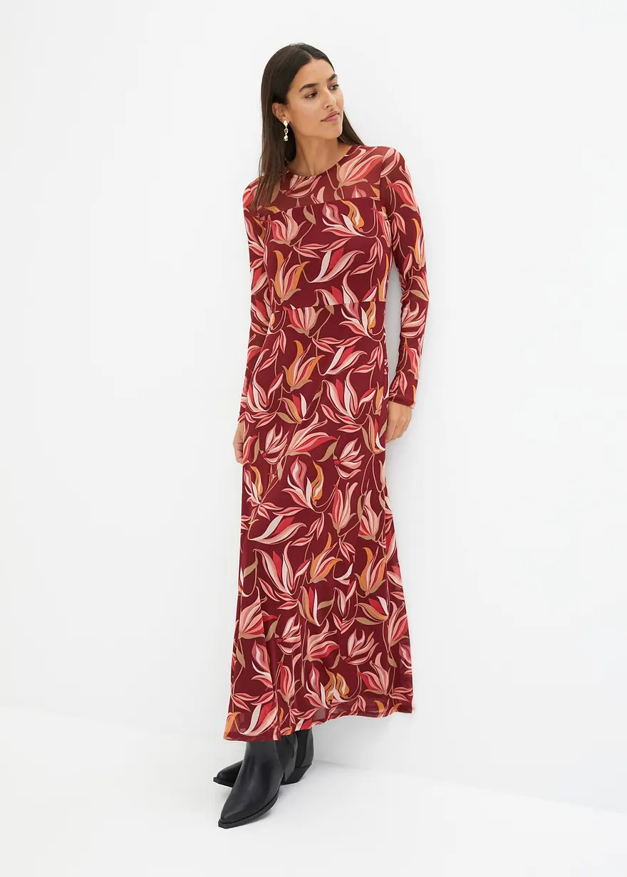 Bonprix Schickes A-Shape Meshkleid Mit Besonderem Muster - Rot