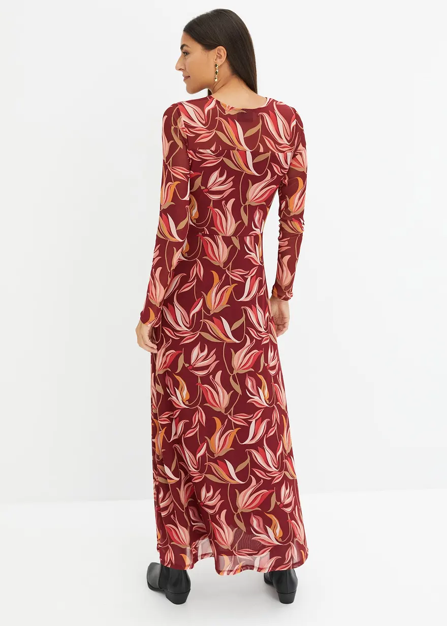 Bonprix Schickes A-Shape Meshkleid Mit Besonderem Muster - Rot