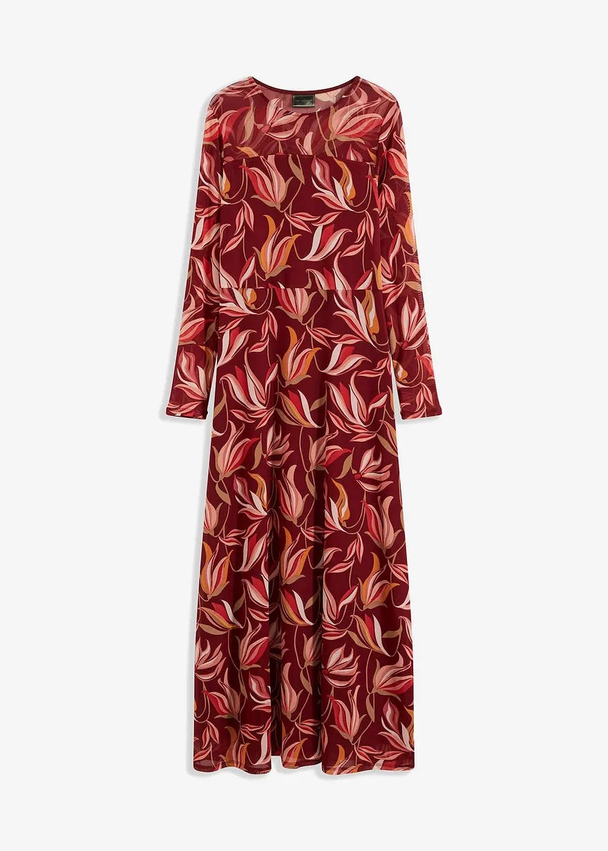 bonprix schickes A-Shape Meshkleid mit besonderem Muster - rot