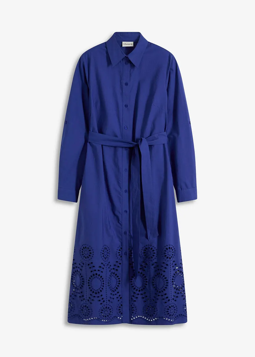 bonprix schickes Kleid mit Lochstichstickerei - blau regular