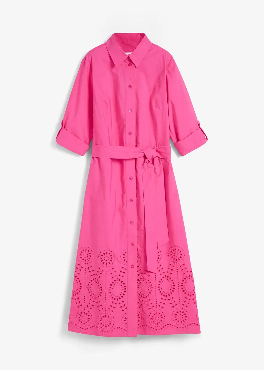 bonprix schickes Kleid mit Lochstichstickerei - pink regular