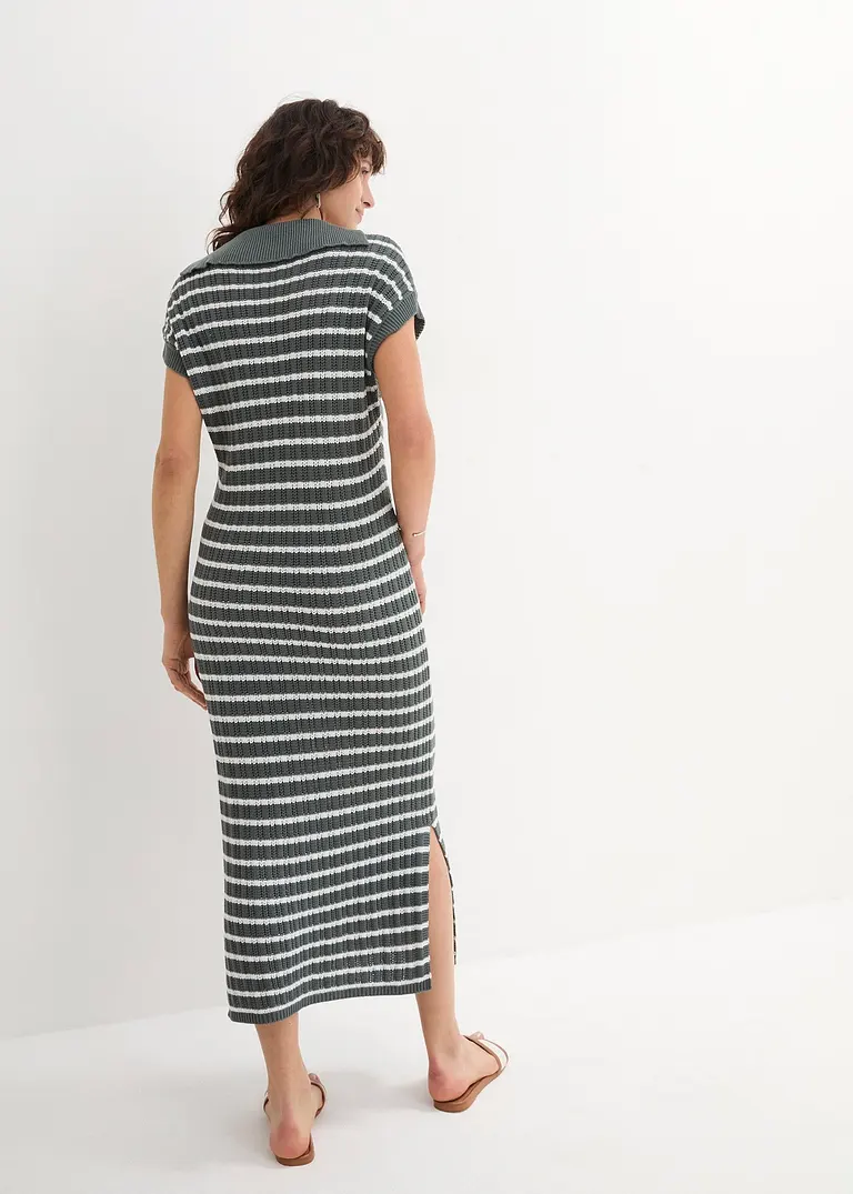 Bonprix Schickes Strickkleid Mit Polokragen - Grün - Damen