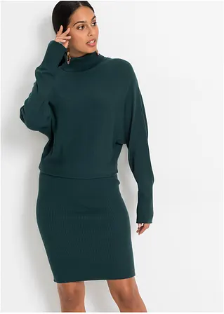 Bonprix Schickes Strickkleid Mit Rollkragen - Petrol - Damen