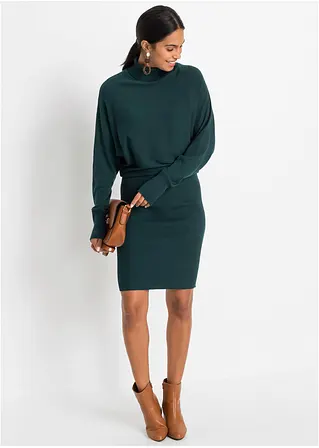 Bonprix Schickes Strickkleid Mit Rollkragen - Petrol - Damen