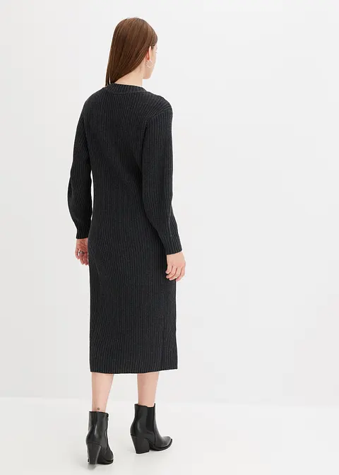 Bonprix Schickes Strickkleid Mit Tragevarianten - Grau - Damen