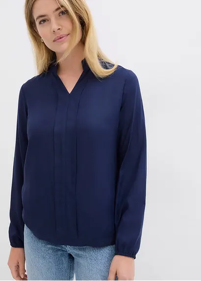 Bonprix Schlichte Bluse Aus Verifizierter Viskose - Blau