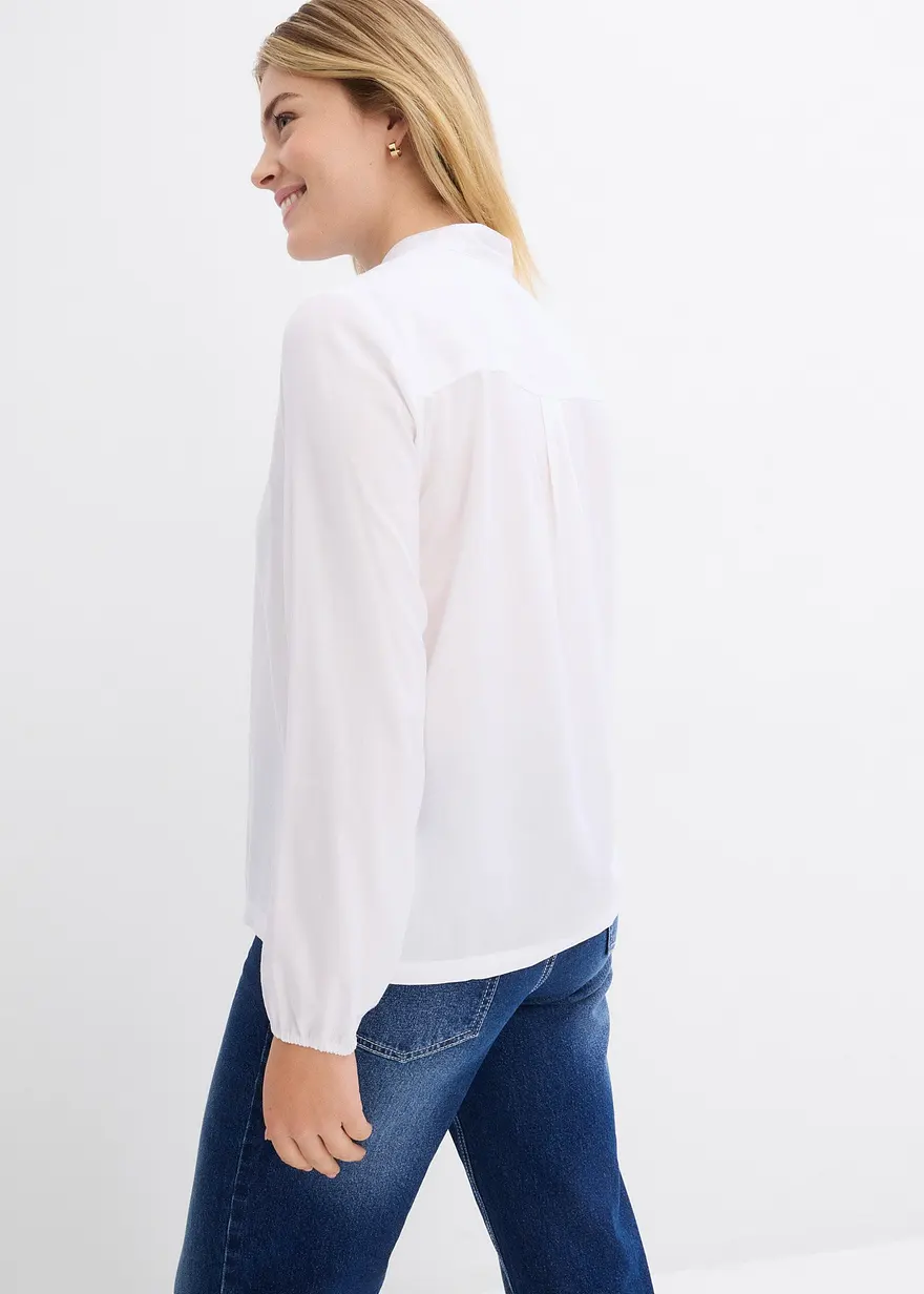 Bonprix Schlichte Bluse Aus Verifizierter Viskose - Weiß
