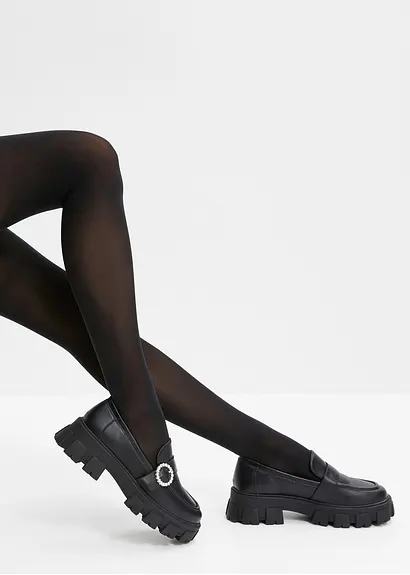 Bonprix Schlichte Strumpfhose In Halbtransparenter Optik - Schwarz