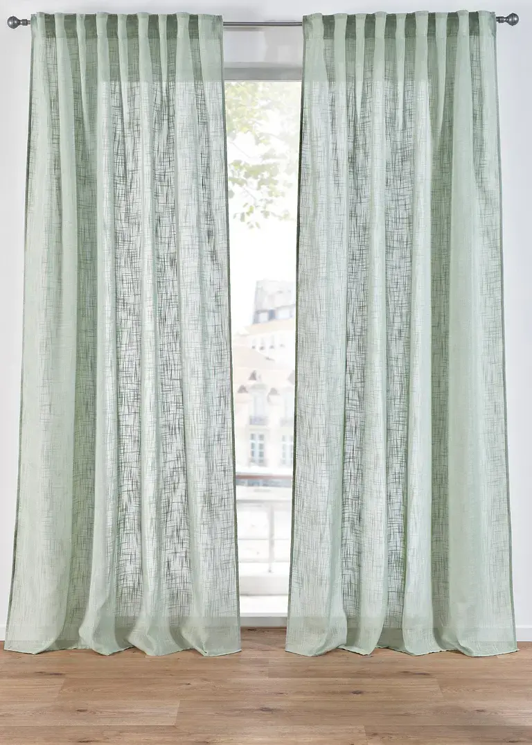 bonprix Schlichte Vorhänge in schöner Leinen-Struktur im 2er Pack