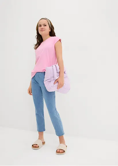 Bonprix Schlichtes Mädchen Shirt Mit Kurzen Ärmeln - Rosa