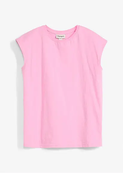 bonprix Schlichtes Mädchen Shirt mit kurzen Ärmeln - rosa
