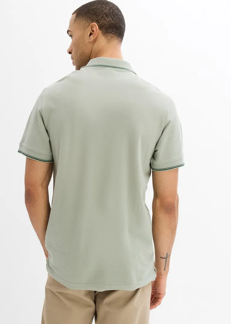 Bonprix Schlichtes Poloshirt Mit Reißverschluss - Grün - Herren