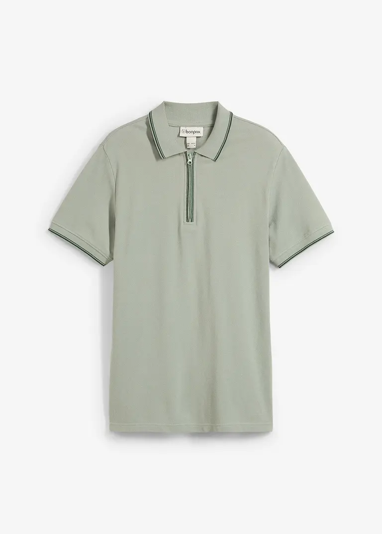 bonprix Schlichtes Poloshirt mit Reißverschluss - grün - Herren