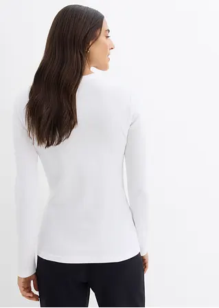 Bonprix Schlichtes Rippshirt Mit Bio-Baumwolle - Schwarz/weiß