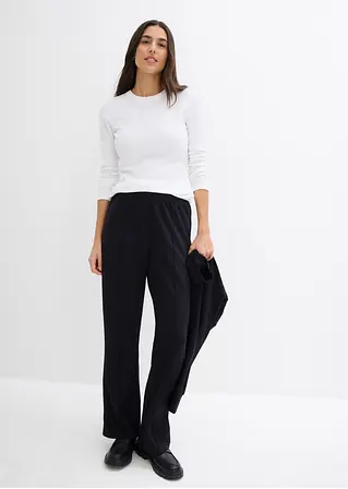 Bonprix Schlichtes Rippshirt Mit Bio-Baumwolle - Schwarz/weiß