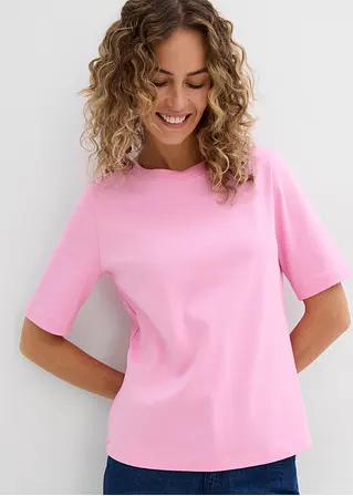 Bonprix Schlichtes Rundhalsshirt Aus Bio-Baumwolle - Rosa