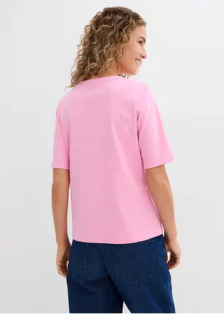 Bonprix Schlichtes Rundhalsshirt Aus Bio-Baumwolle - Rosa
